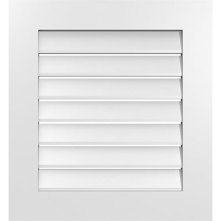 Ekena Millwork Vertical Surface Mount PVC Gable Vent: Functional, w/ 3-1/2"W x 1"P Standard Frame, 24"W x 26"H GVPVE24X2601SF